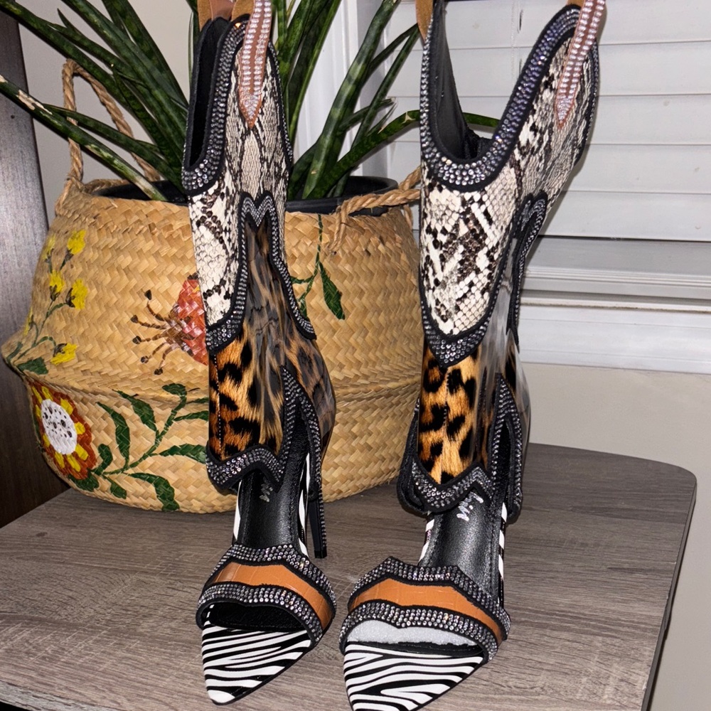 Cape Robbin Multicolor Animal Print Heeled Boots. Sold Out